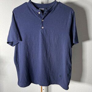 Cremieux Classics 100% Cotton Blue Short-Sleeve Henley SZ Med